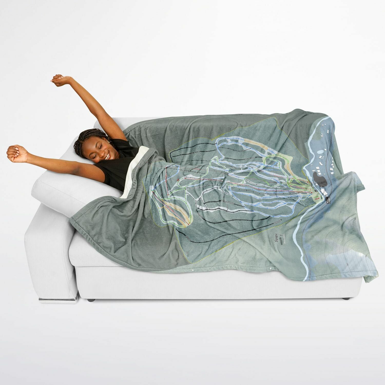 Sipapu, New Mexico Ski Resort Map Flannel Blanket Poncho