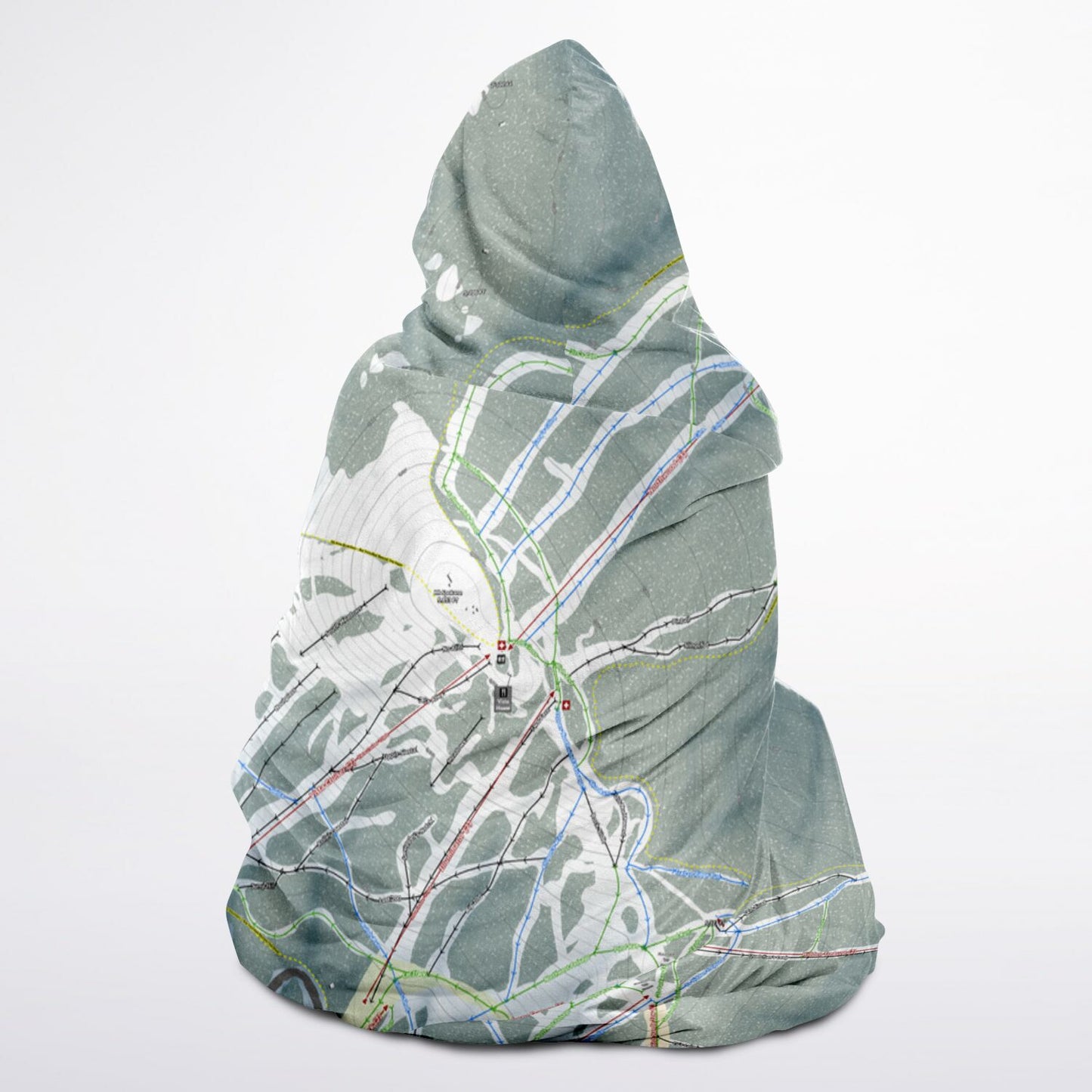 Mt. Spokane, Washington Ski Trail Map - Adult Hooded Blanket