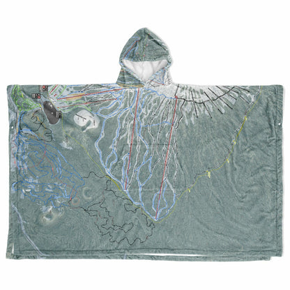 Mt Bachelor, Oregon Ski Resort Map Flannel Blanket Poncho
