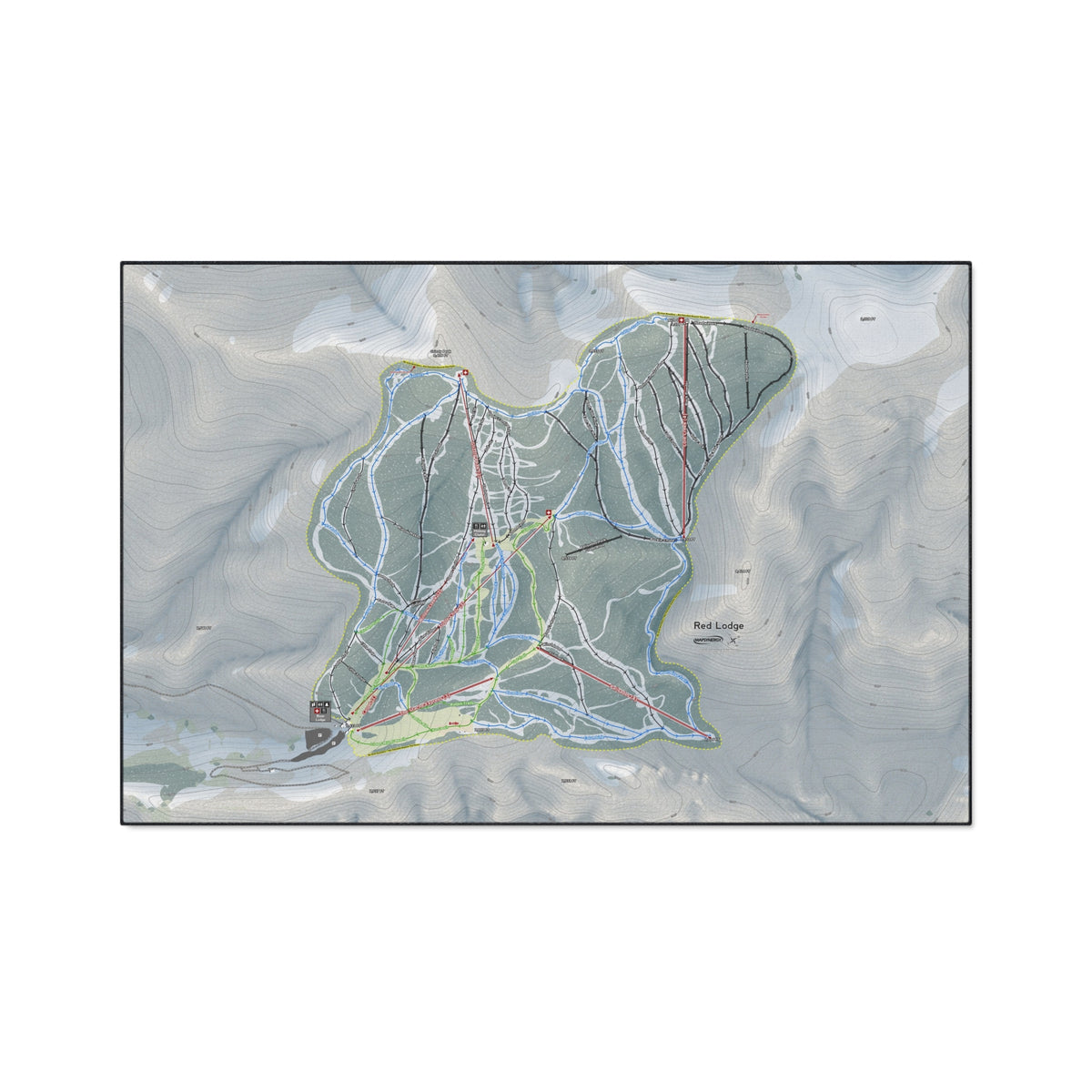 Red Lodge, Montana Ski Resort Map Heavy Duty Floor Mat