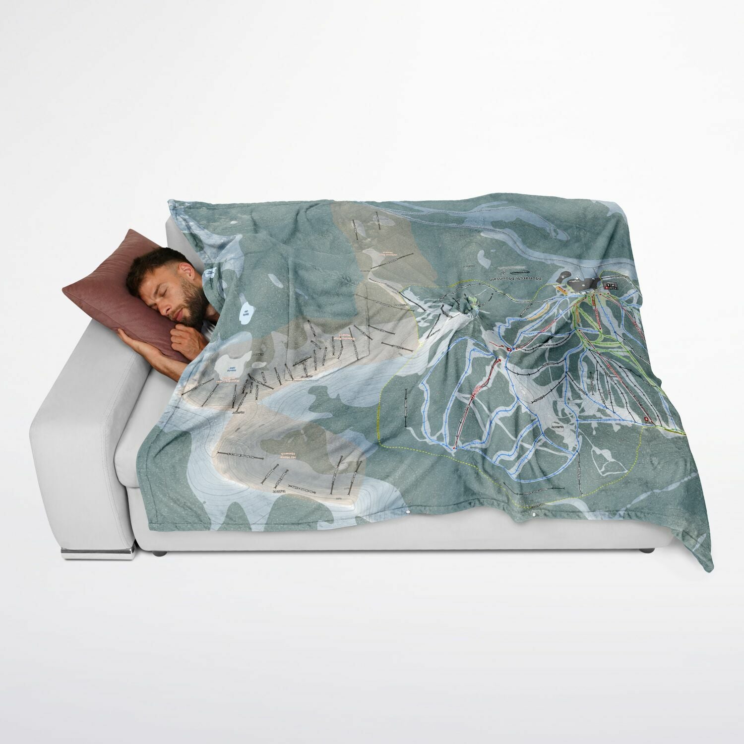 Monarch Mountain, Colorado Ski Resort Map Flannel Blanket Poncho