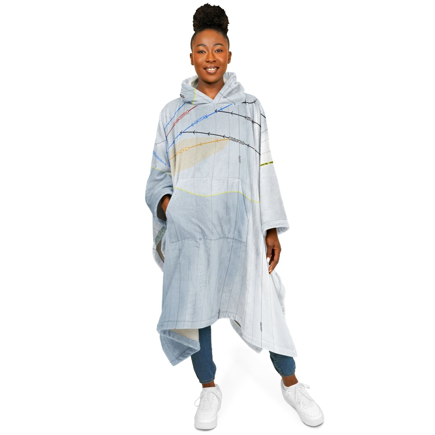 Beartooth Basin, Wyoming Ski Resort Map Flannel Blanket Poncho