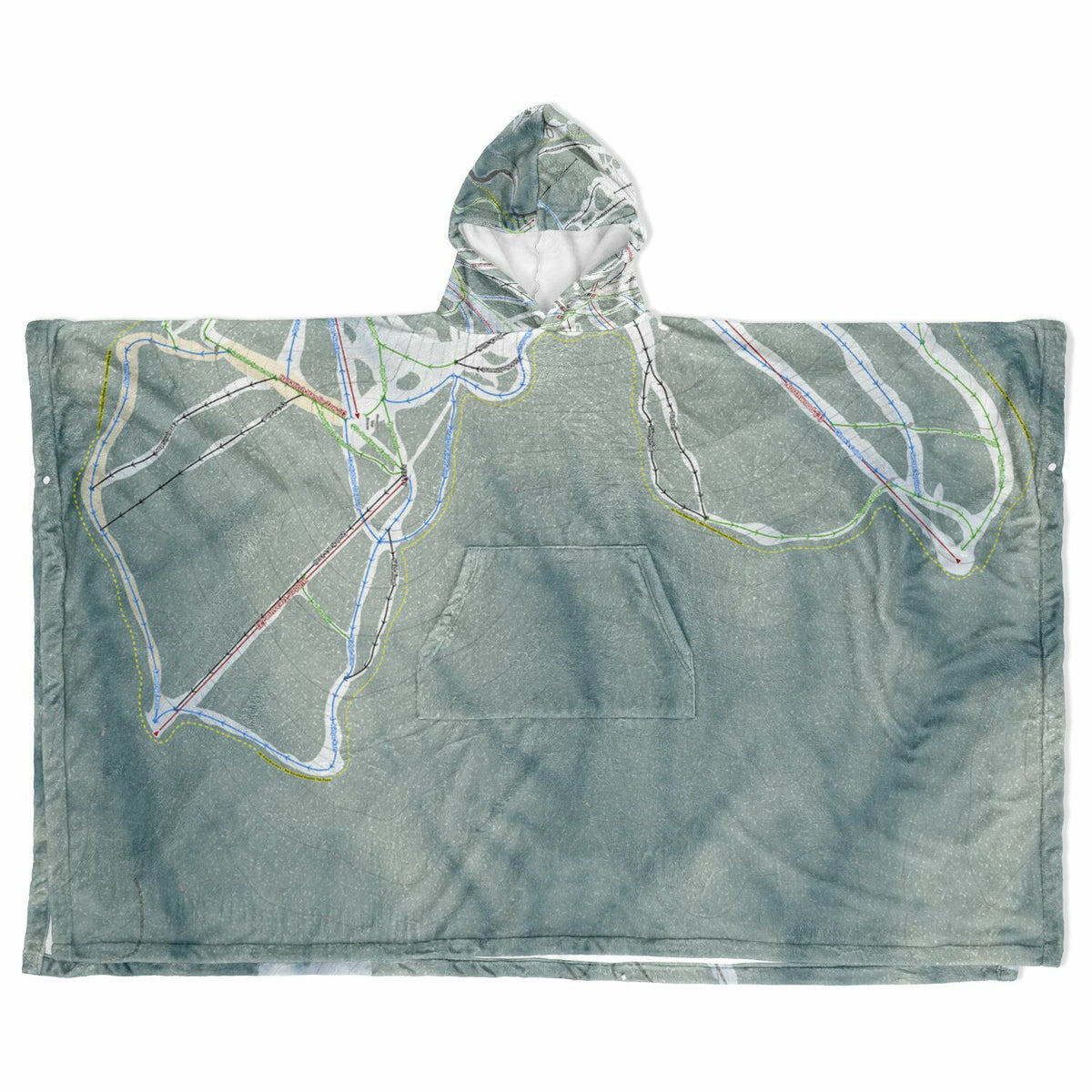 Mt Spokane, Washington Ski Resort Map Flannel Blanket Poncho