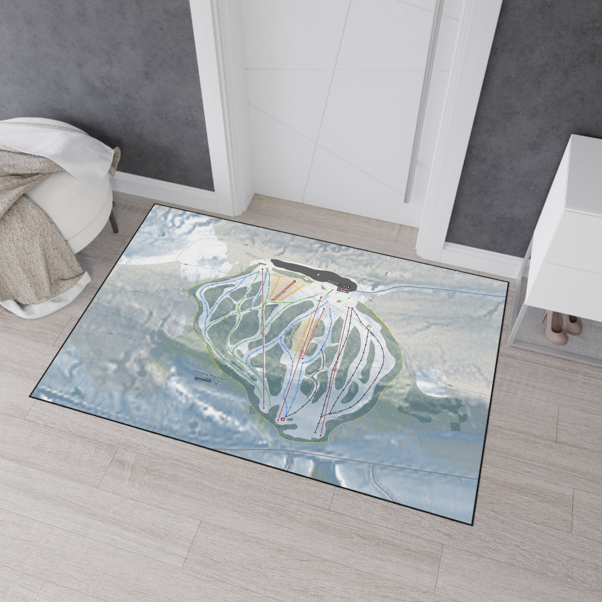Norway Mountain, Michigan Ski Resort Map Heavy Duty Floor Mat