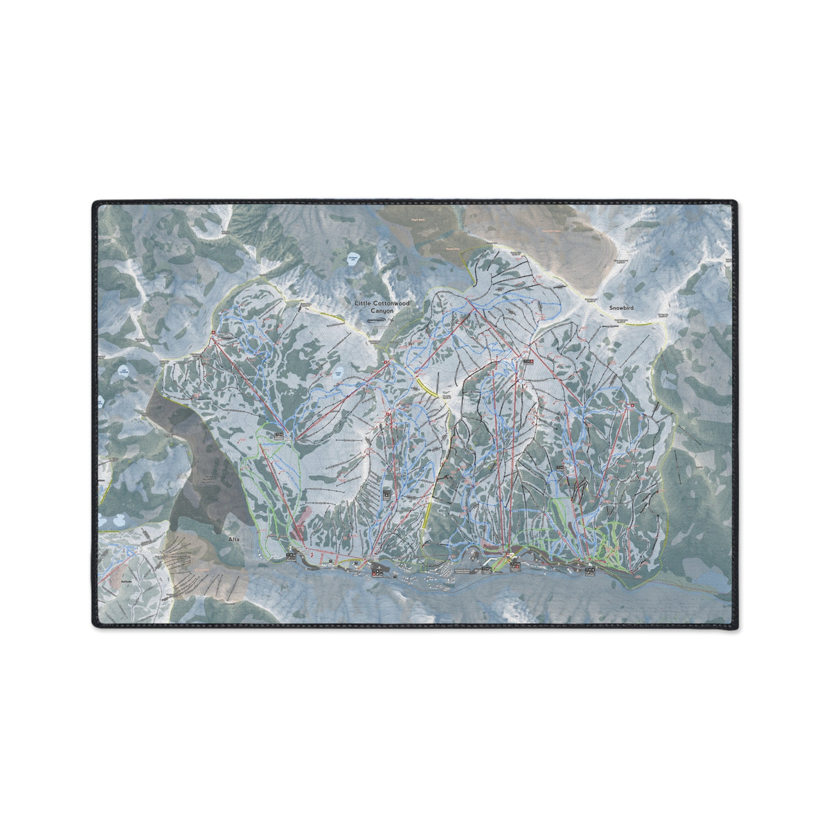 Little Cottonwood Canyon, Utah Ski Resort Map Heavy Duty Floor Mat