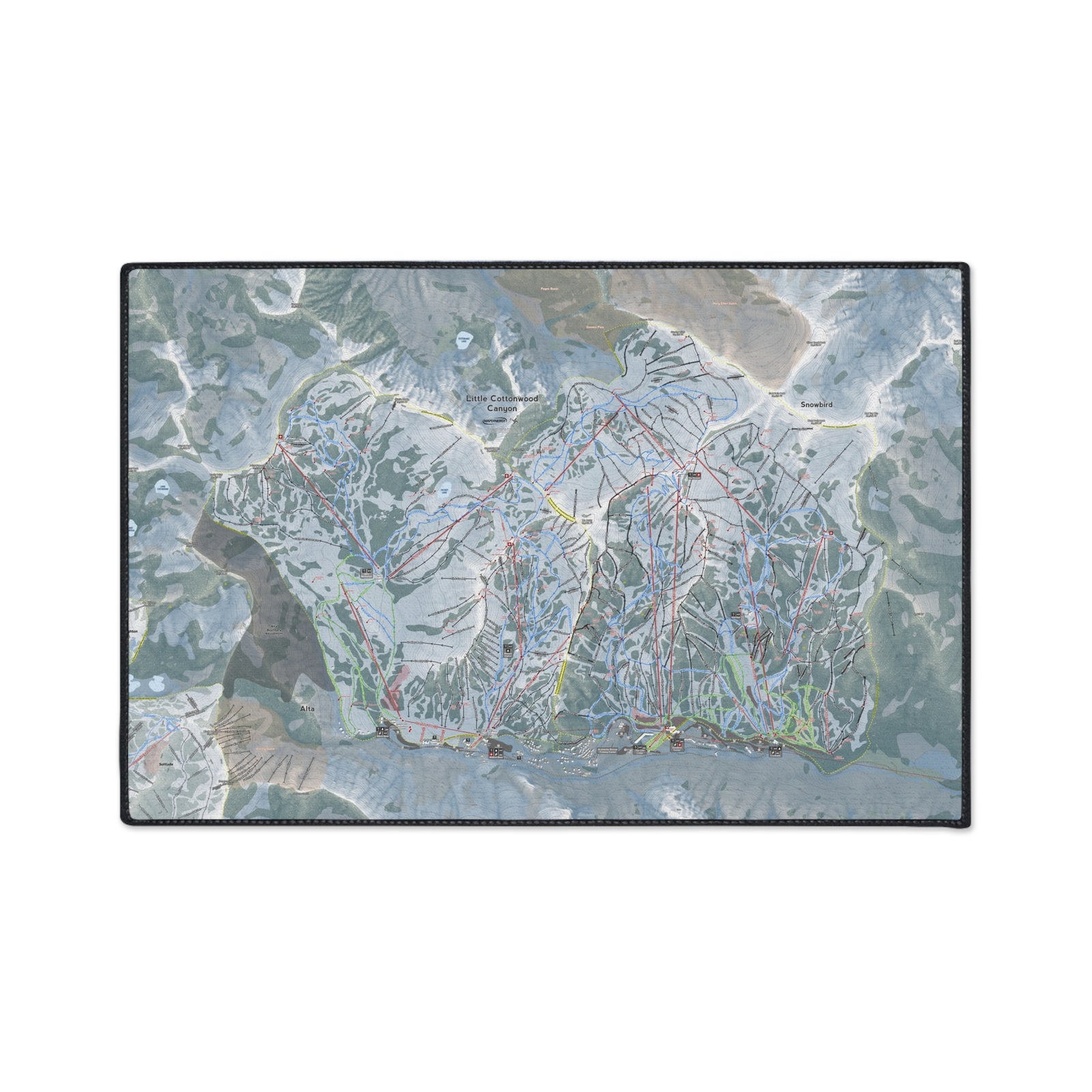 Little Cottonwood Canyon, Utah Ski Resort Map Heavy Duty Floor Mat