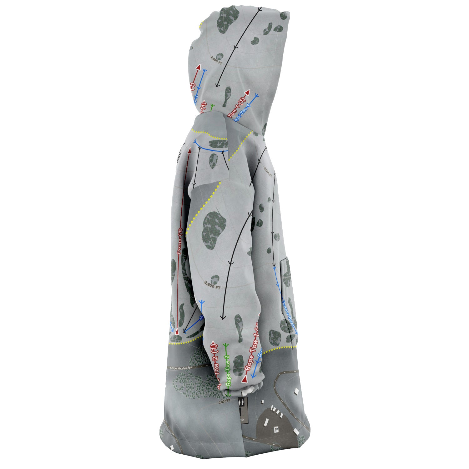 Echo Valley, Washington Ski Trail Map Snug Hoodie - Powderaddicts