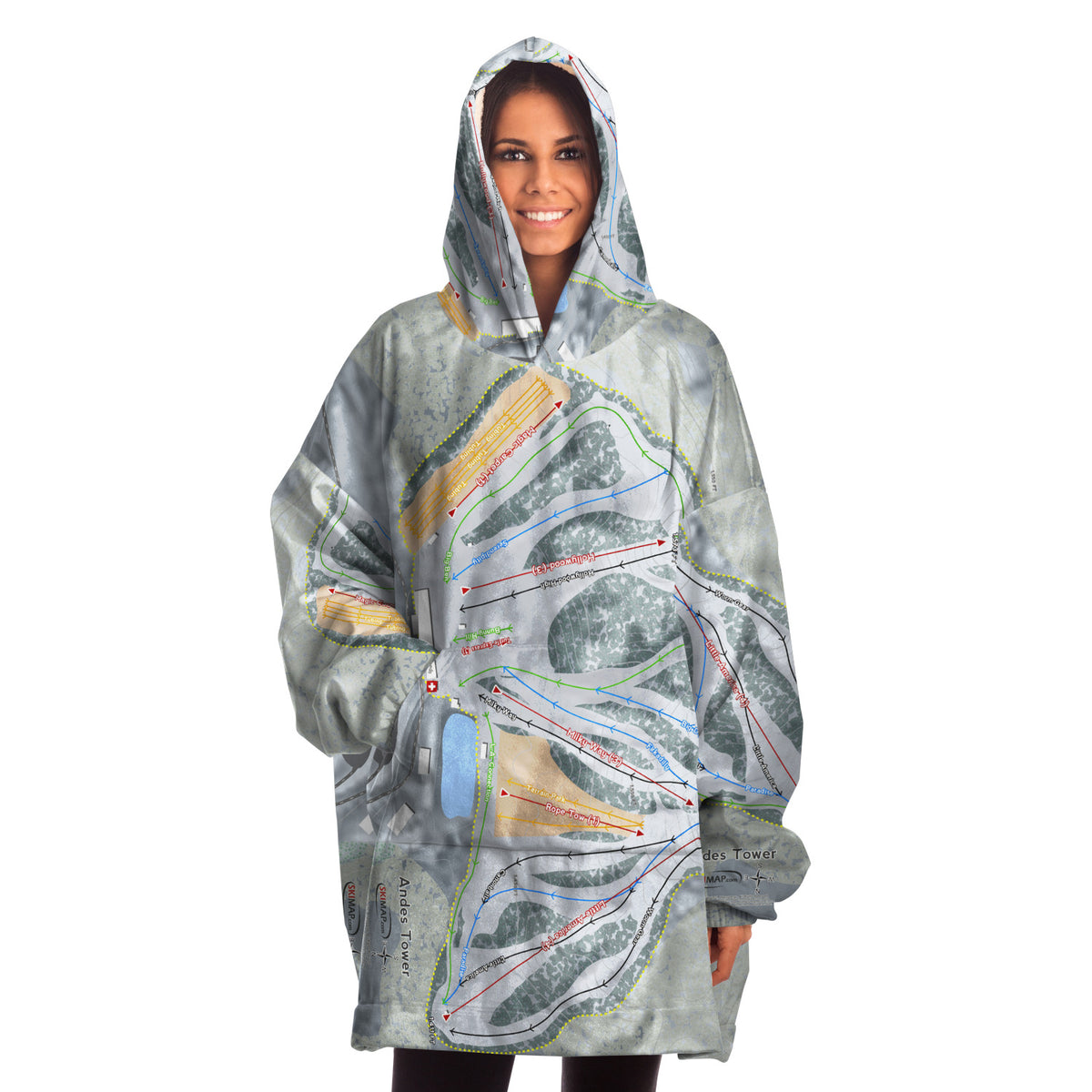 Andes Tower, Minnesota Ski Trail Map Snug Hoodie