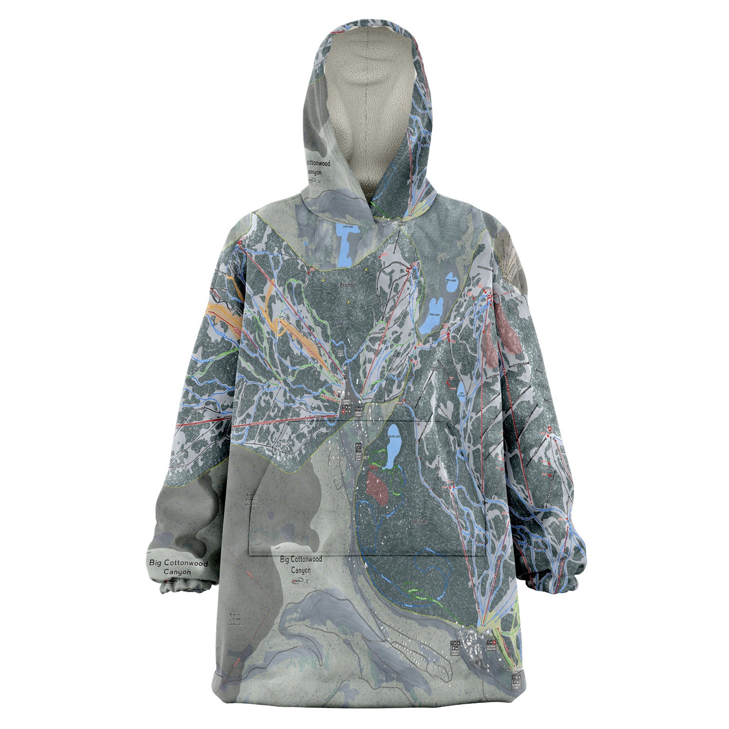 Big Cottonwood Canyon, Utah Ski Trail Map - Snug Hoodie
