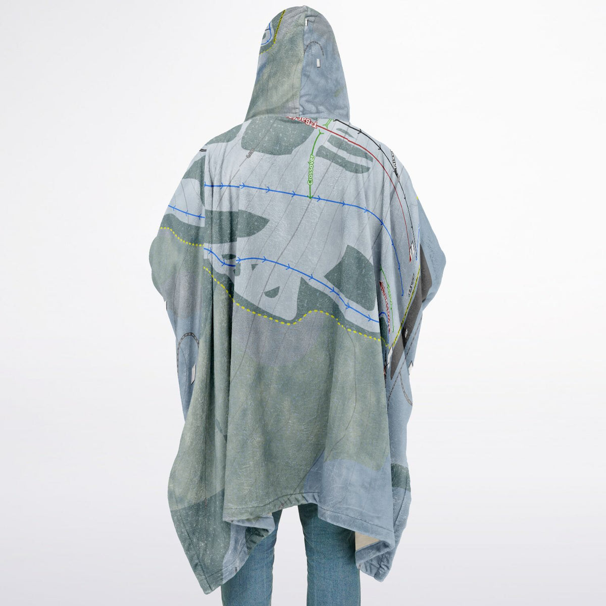 Lyndon Outing Club, Vermont Ski Resort Map Flannel Blanket Poncho