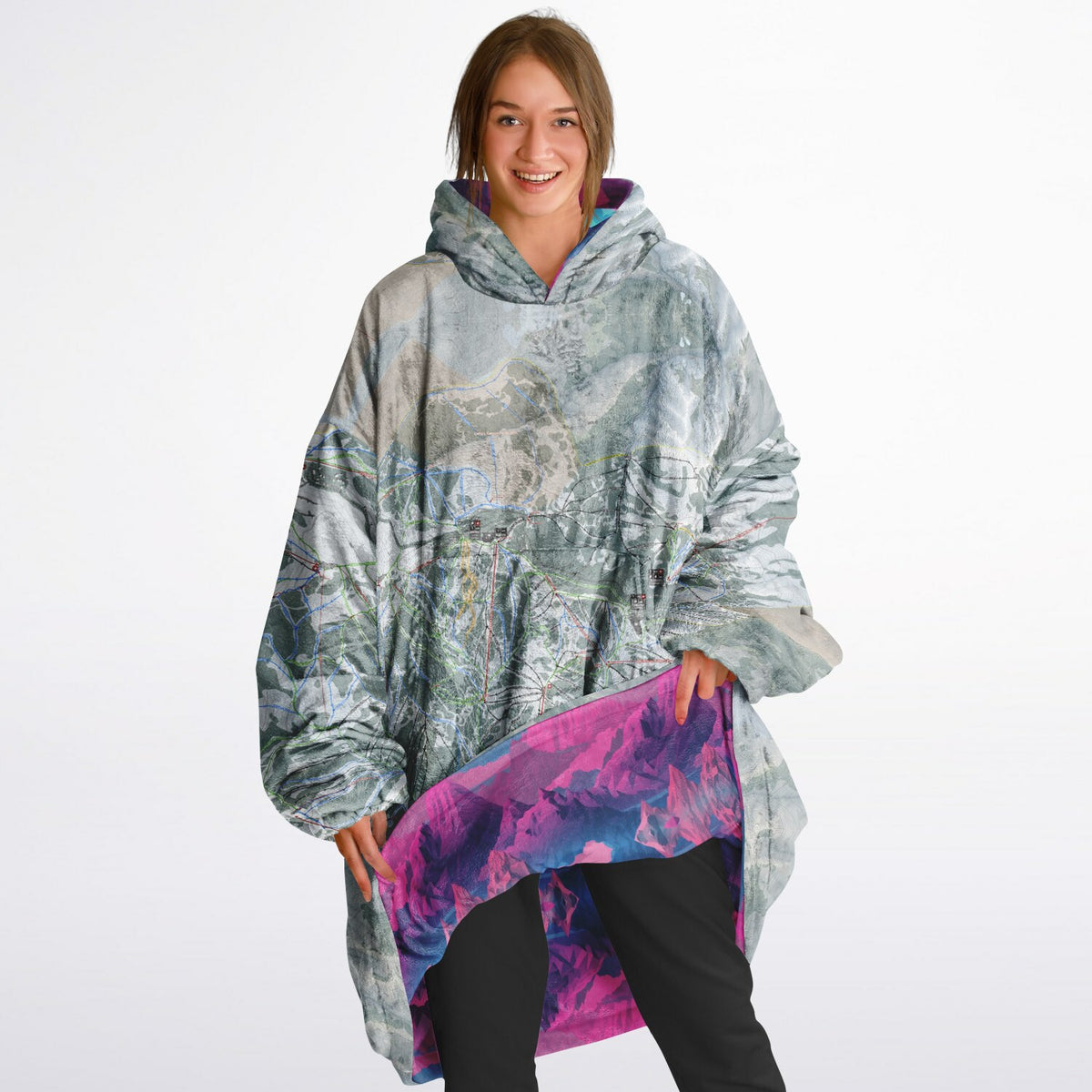 Powder Mountain, Utah Ski Resort Map Reversible Snug Hoodie