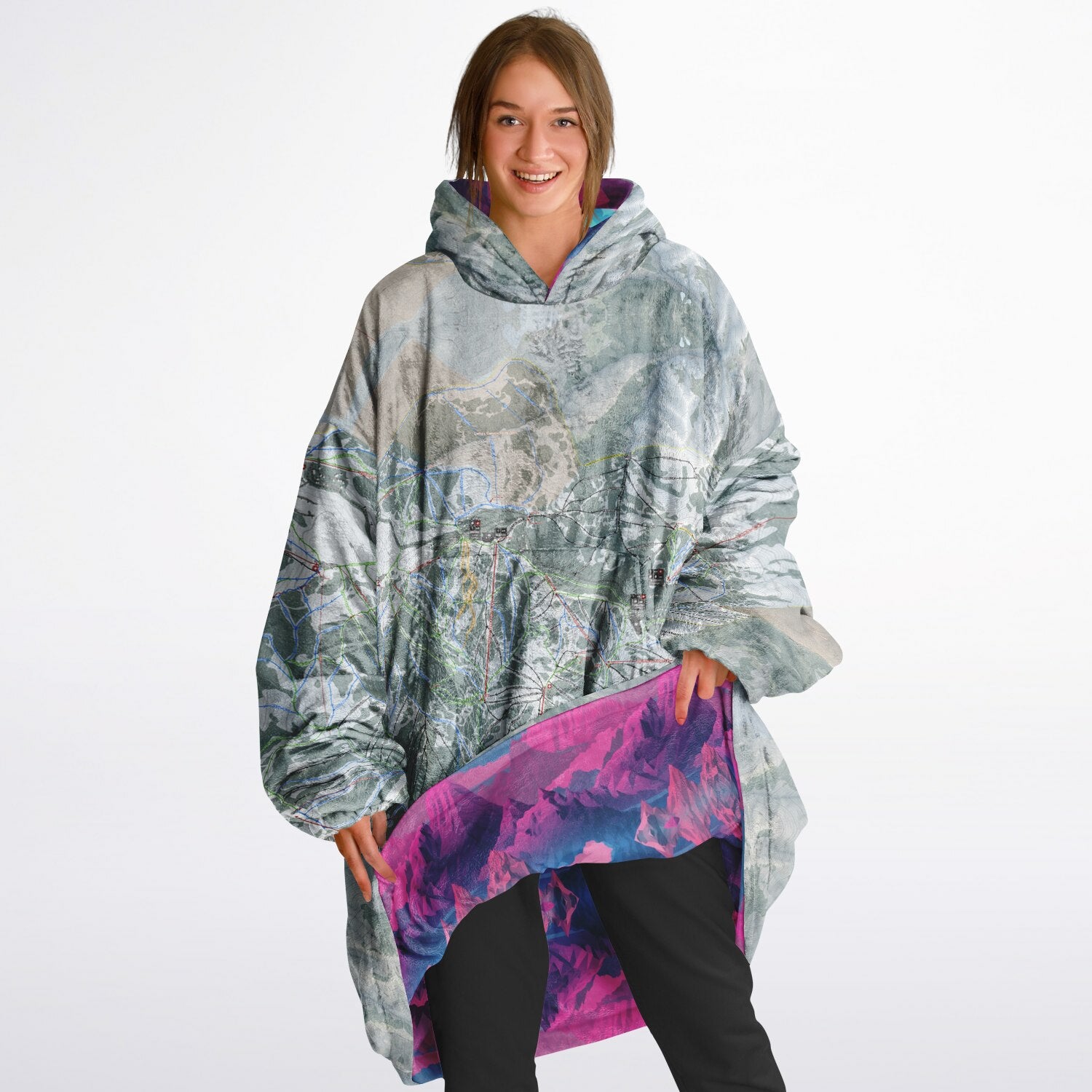 Powder Mountain, Utah Ski Resort Map Reversible Snug Hoodie