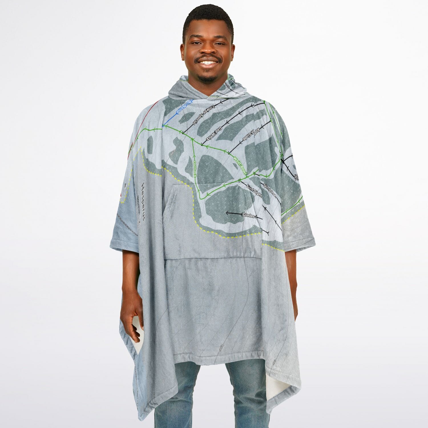 Hesperus, Colorado Ski Resort Map Flannel Blanket Poncho