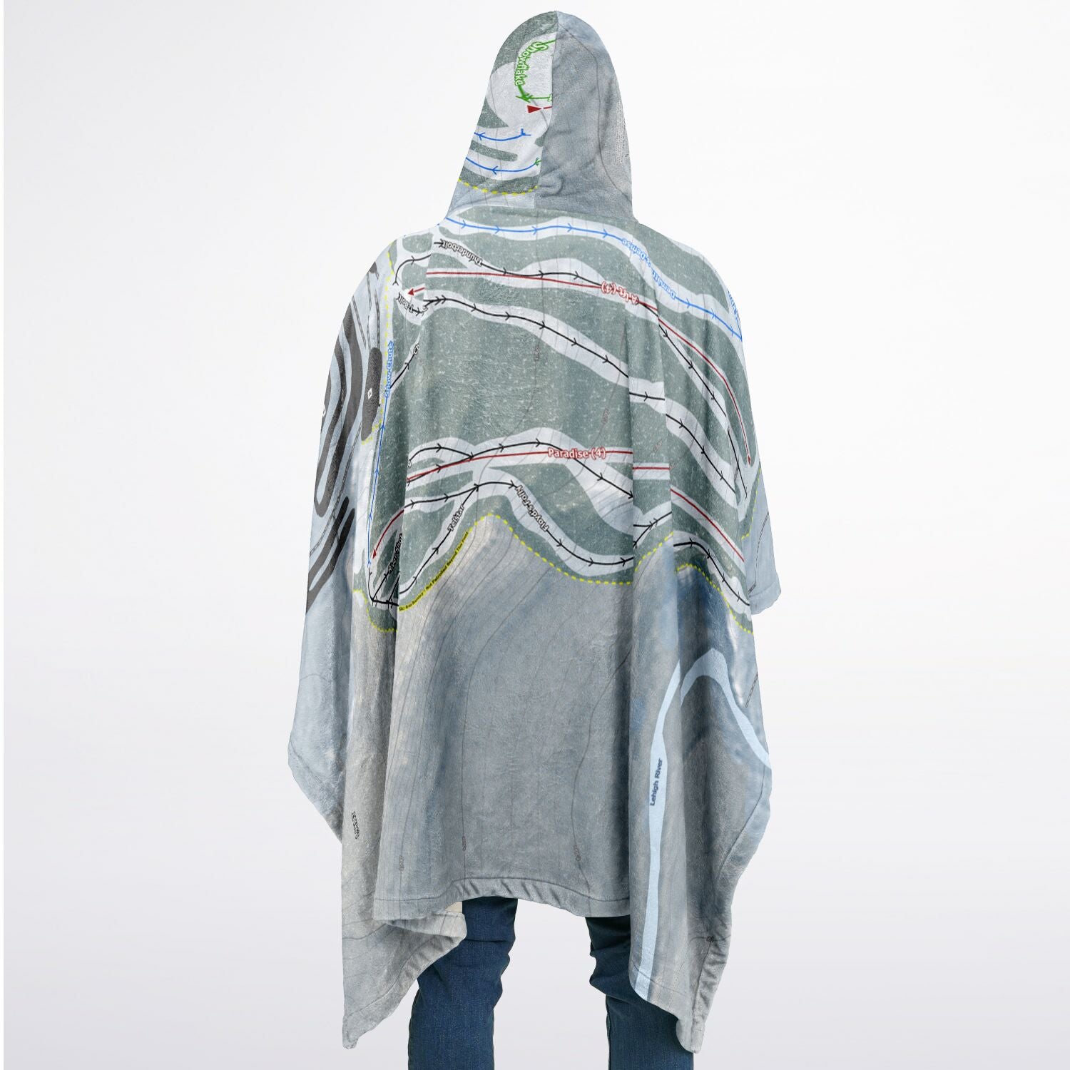 Jack Frost, Pennsylvania Ski Resort Map Flannel Blanket Poncho