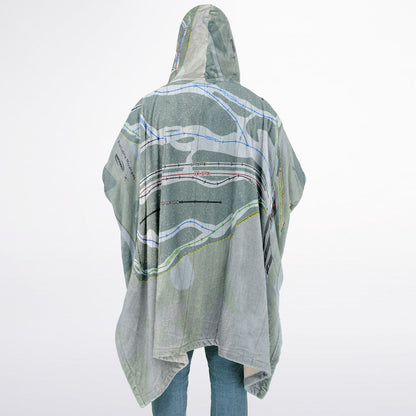 Porcupine Mountains, Michigan Ski Resort Map Flannel Blanket Poncho