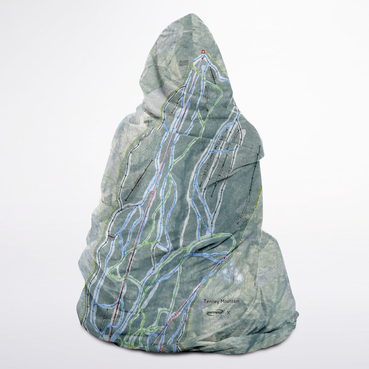 Tenney Mountain, New Hampshire Ski Trail Map - Adult Hooded Blanket