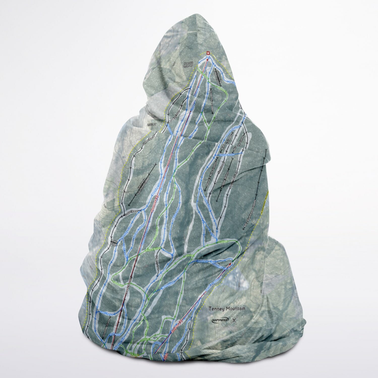 Tenney Mountain, New Hampshire Ski Trail Map - Adult Hooded Blanket