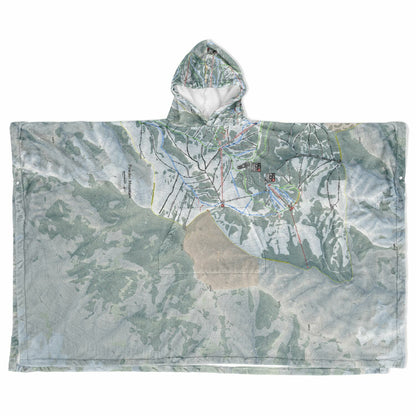 Powder Mountain, Utah Ski Resort Map Flannel Blanket Poncho