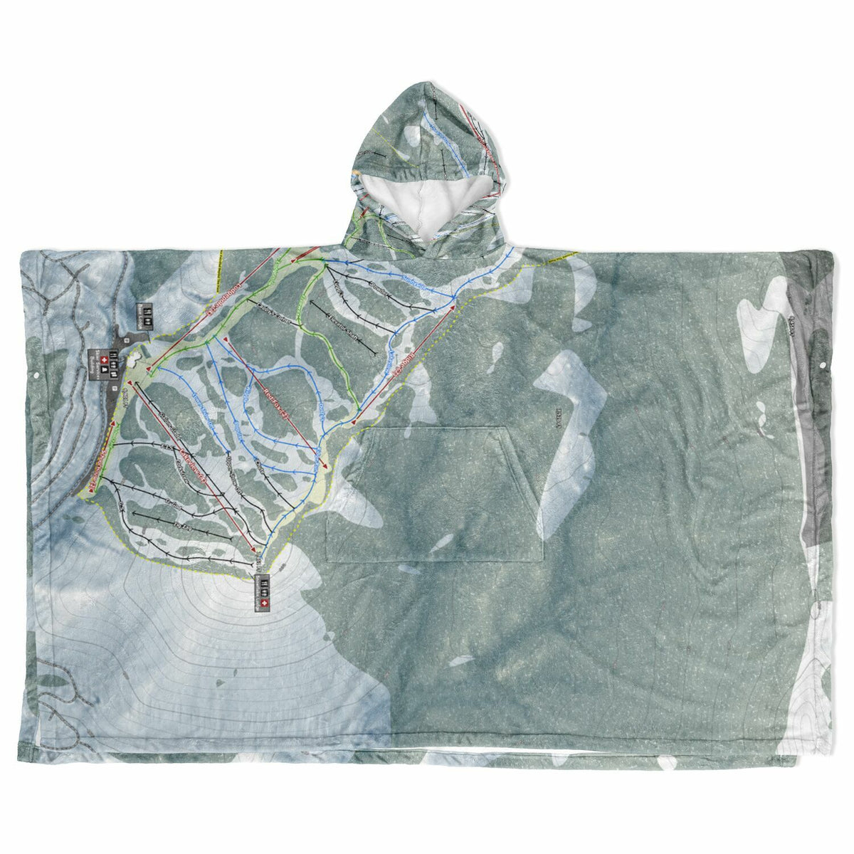 Diamond Peak, Nevada Ski Resort Map Flannel Blanket Poncho