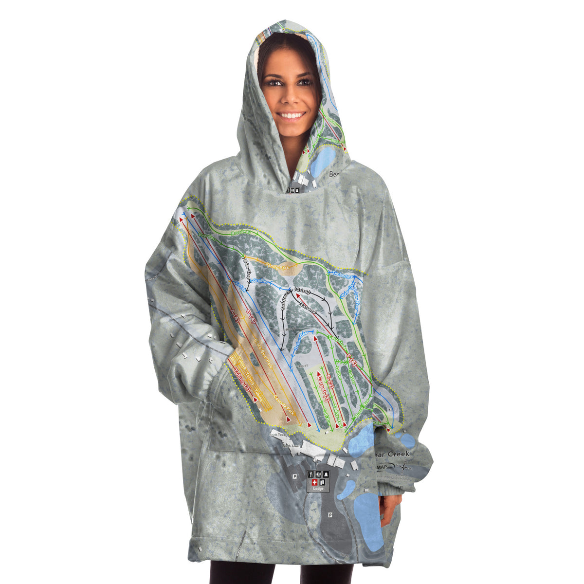 Big Boulder, Pennsylvania Ski Trail Map Snug Hoodie
