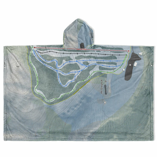 Mt Greylock, Massachusetts Ski Resort Map Flannel Blanket Poncho