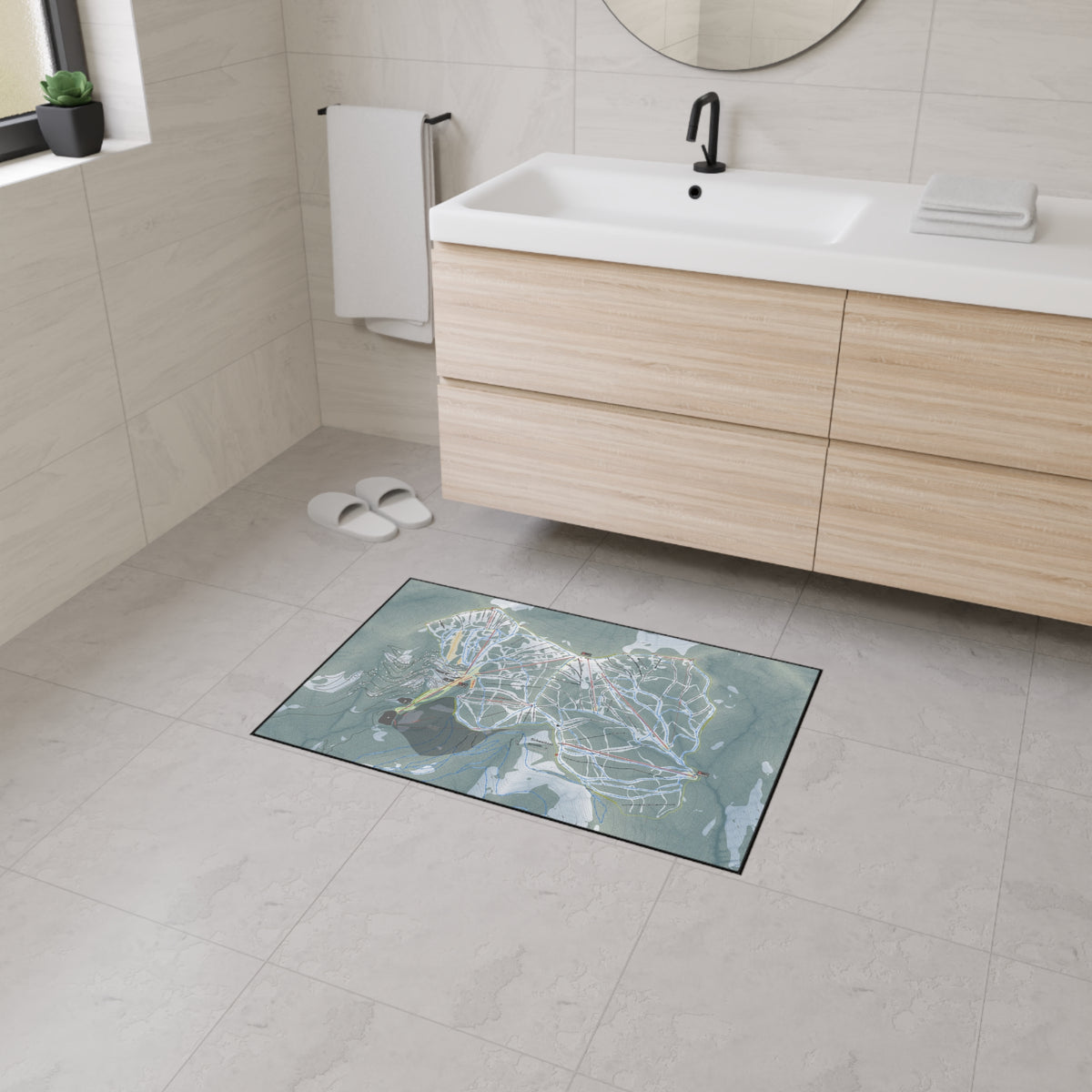 Schweitzer, Idaho Ski Resort Map Heavy Duty Floor Mat