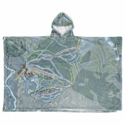 Titus Mountain, New York Ski Resort Map Flannel Blanket Poncho