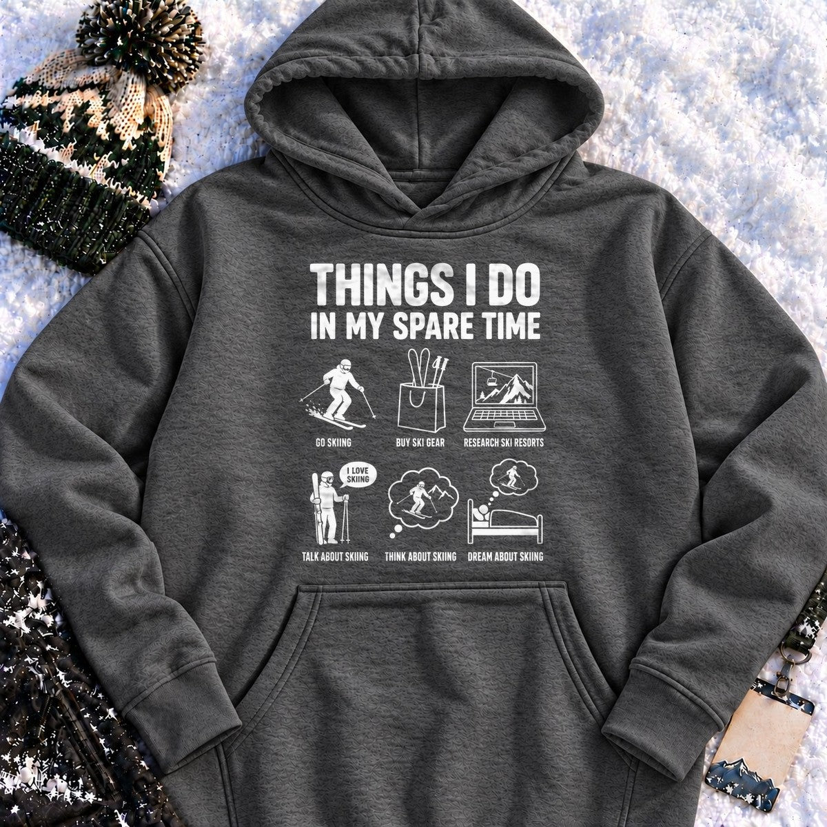 Spare Time Skiing - Hoodie (Charcoal Heather)