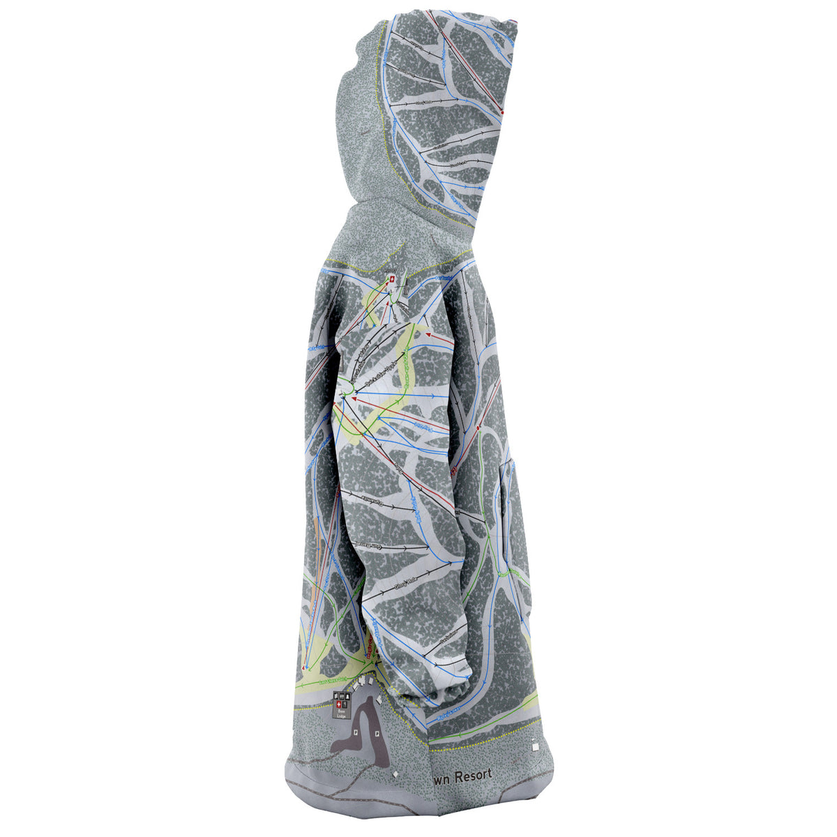 Showdown, Montana Ski Trail Map - Snug Hoodie - Powderaddicts