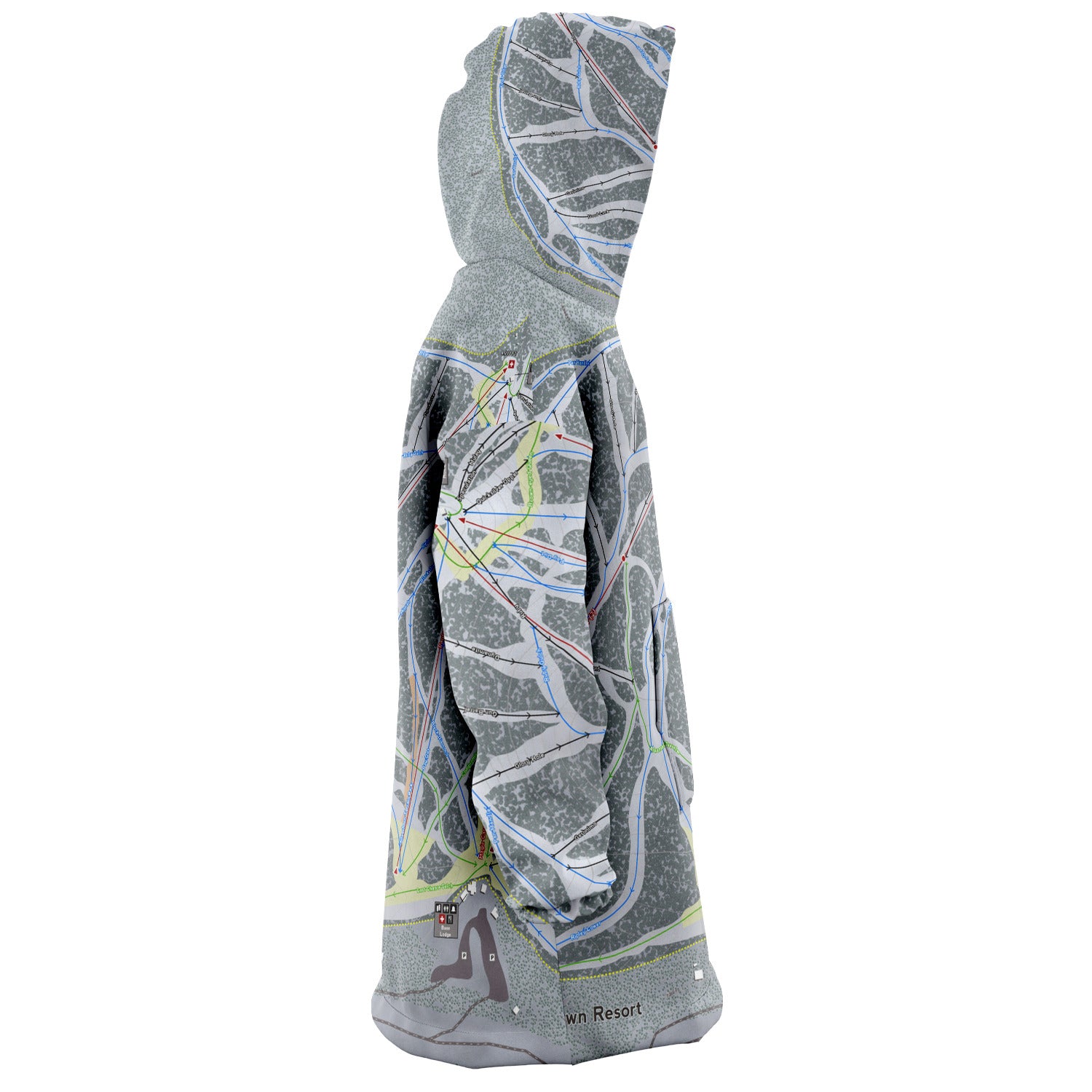 Showdown, Montana Ski Trail Map - Snug Hoodie - Powderaddicts