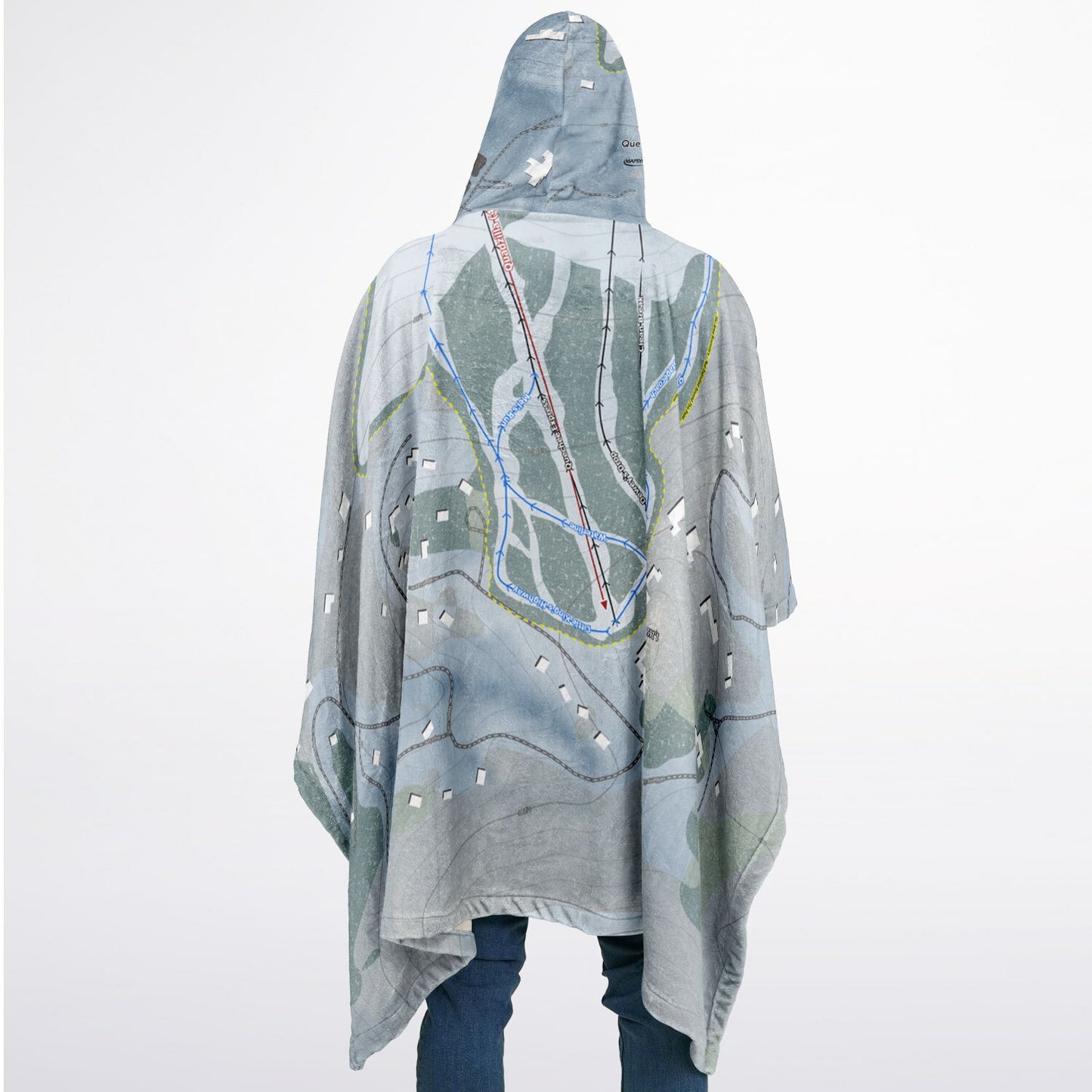 Quechee Club, Vermont Ski Resort Map Flannel Blanket Poncho