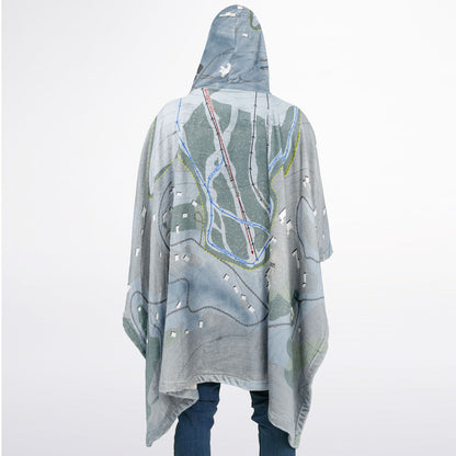 Quechee Club, Vermont Ski Resort Map Flannel Blanket Poncho