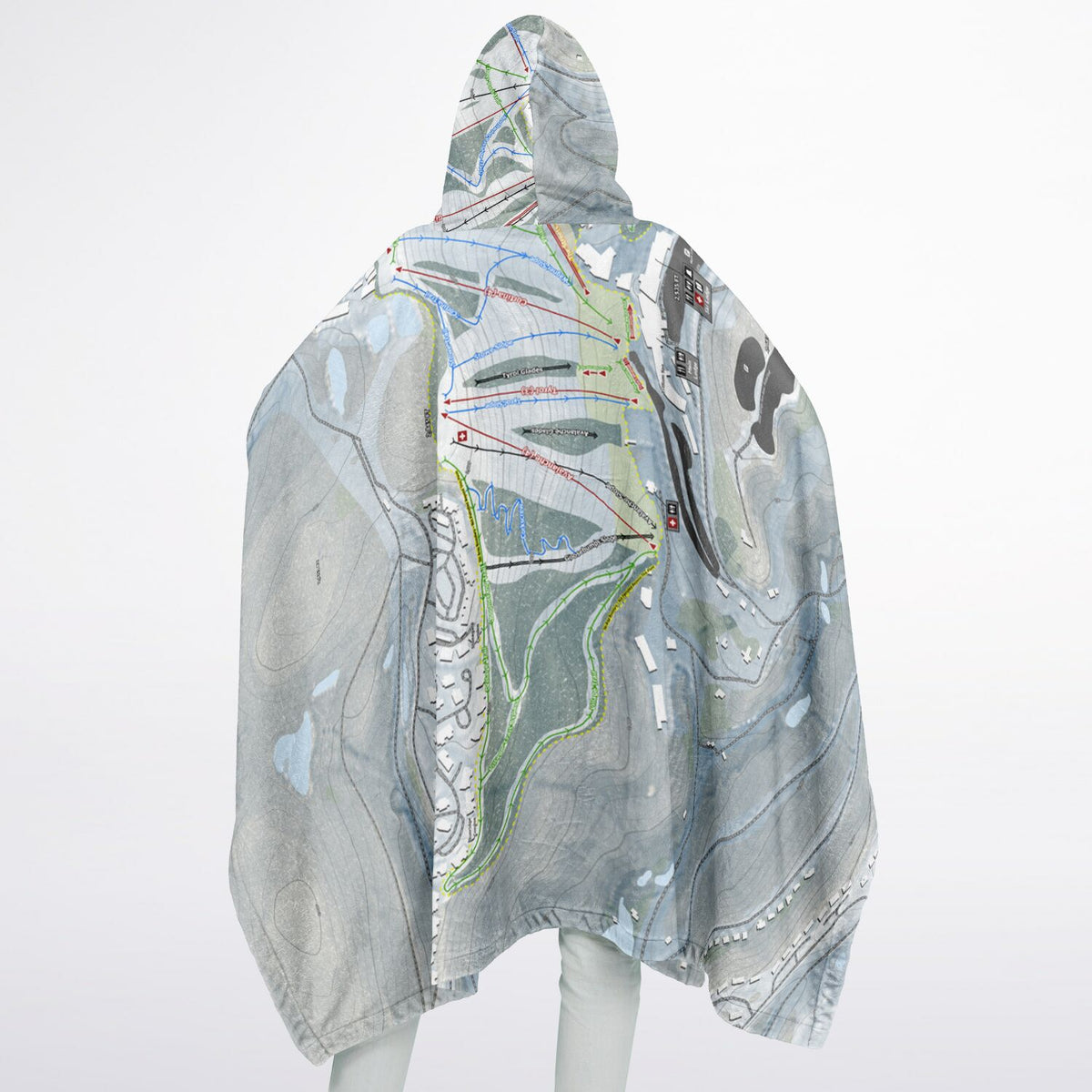 Seven Springs, Pennsylvania Ski Resort Map Flannel Blanket Poncho