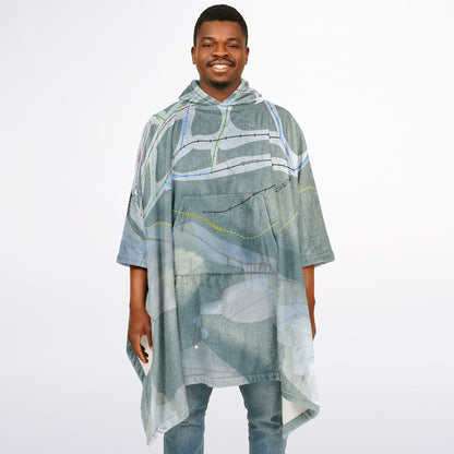 Bear Paw, Montana Ski Resort Map Flannel Blanket Poncho