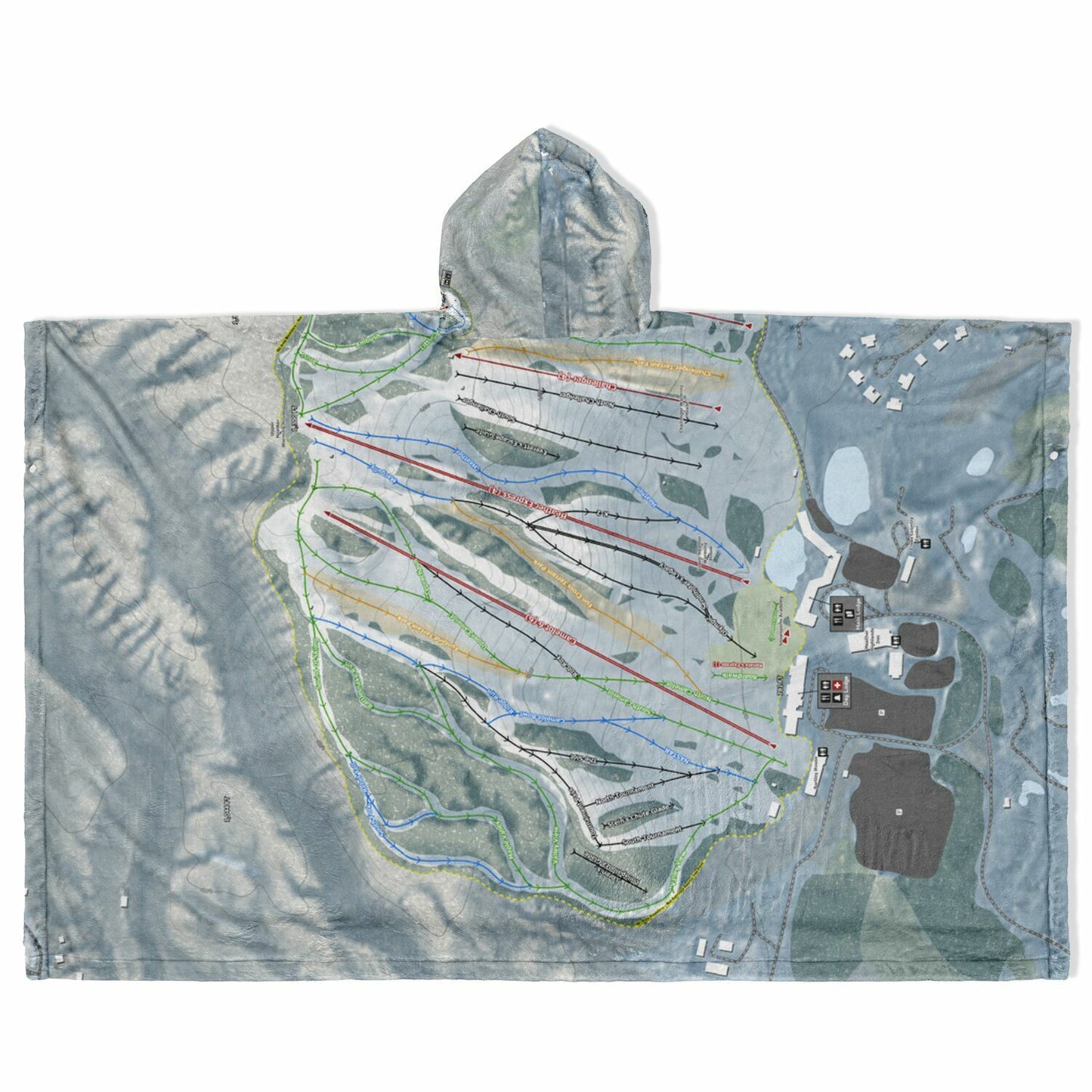 The Highlands, Michigan Ski Resort Map Flannel Blanket Poncho