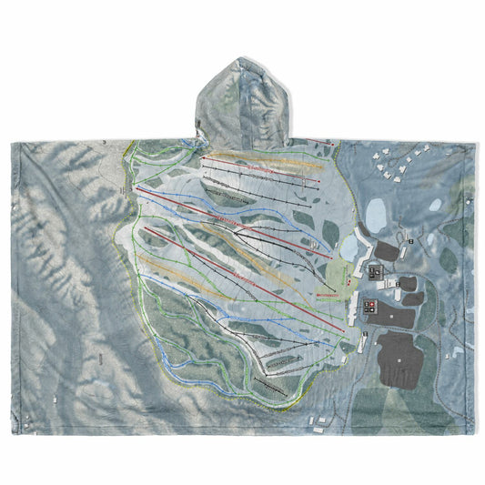 The Highlands, Michigan Ski Resort Map Flannel Blanket Poncho