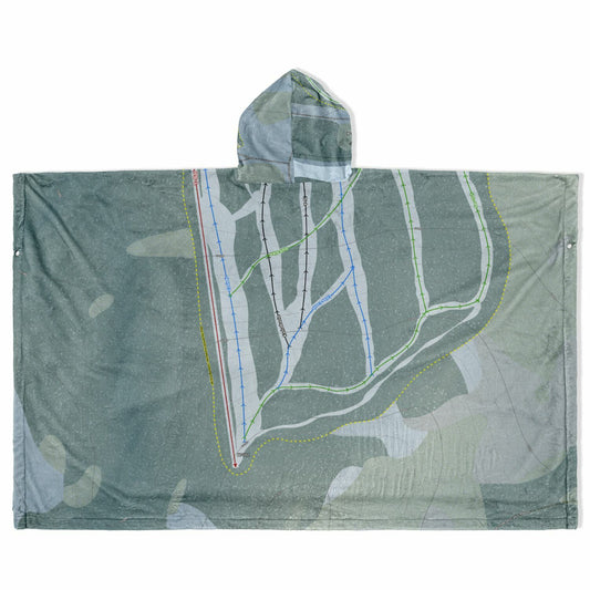 Clearwater, British Columbia Ski Resort Map Flannel Blanket Poncho