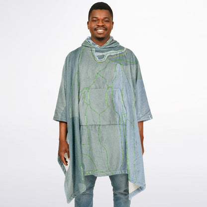 Lost Valley, Maine Ski Resort Map Flannel Blanket Poncho