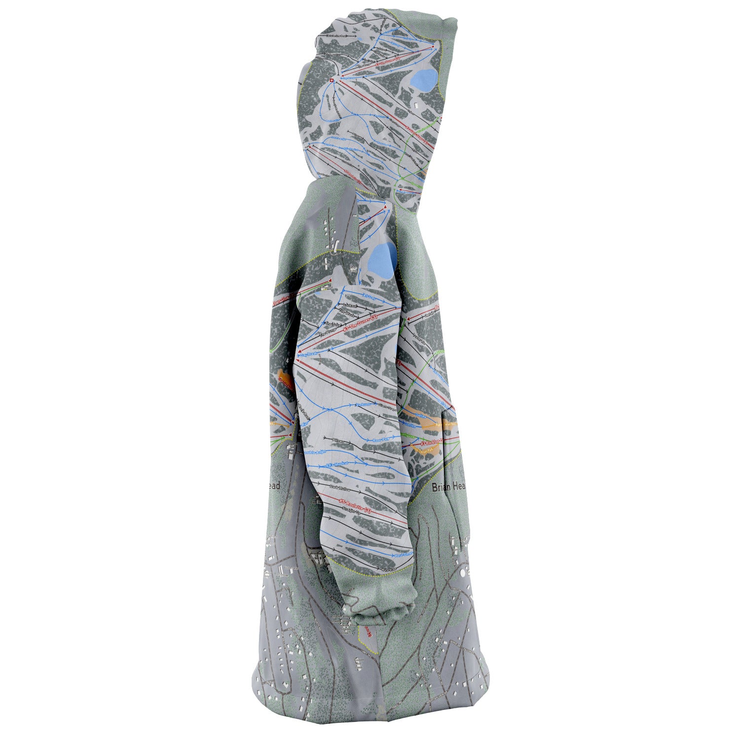 Brian Head, Utah Ski Trail Map - Snug Hoodie - Powderaddicts