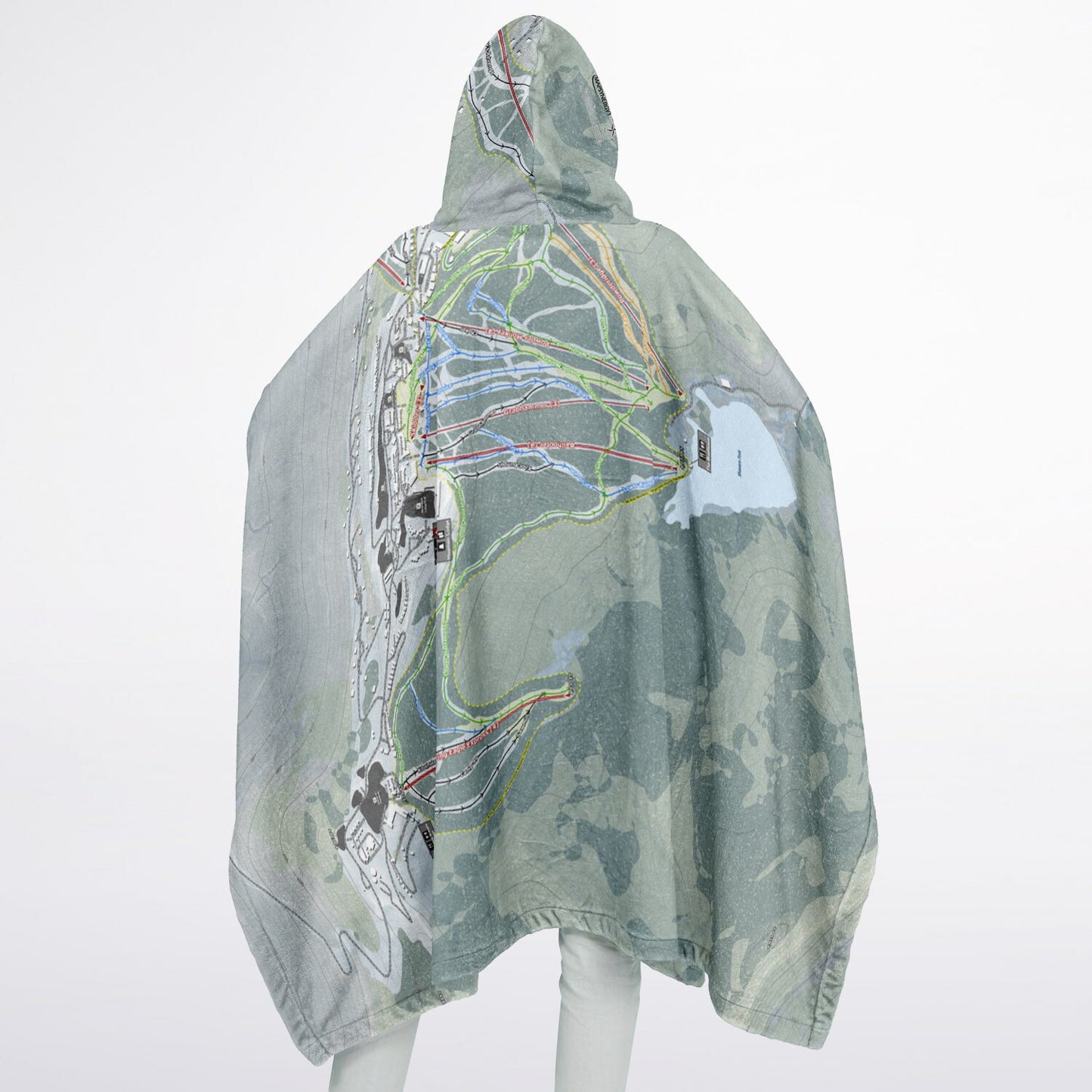 Snowshoe Mountain, West Virginia Ski Resort Map Flannel Blanket Poncho