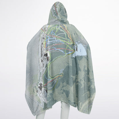 Snowshoe Mountain, West Virginia Ski Resort Map Flannel Blanket Poncho