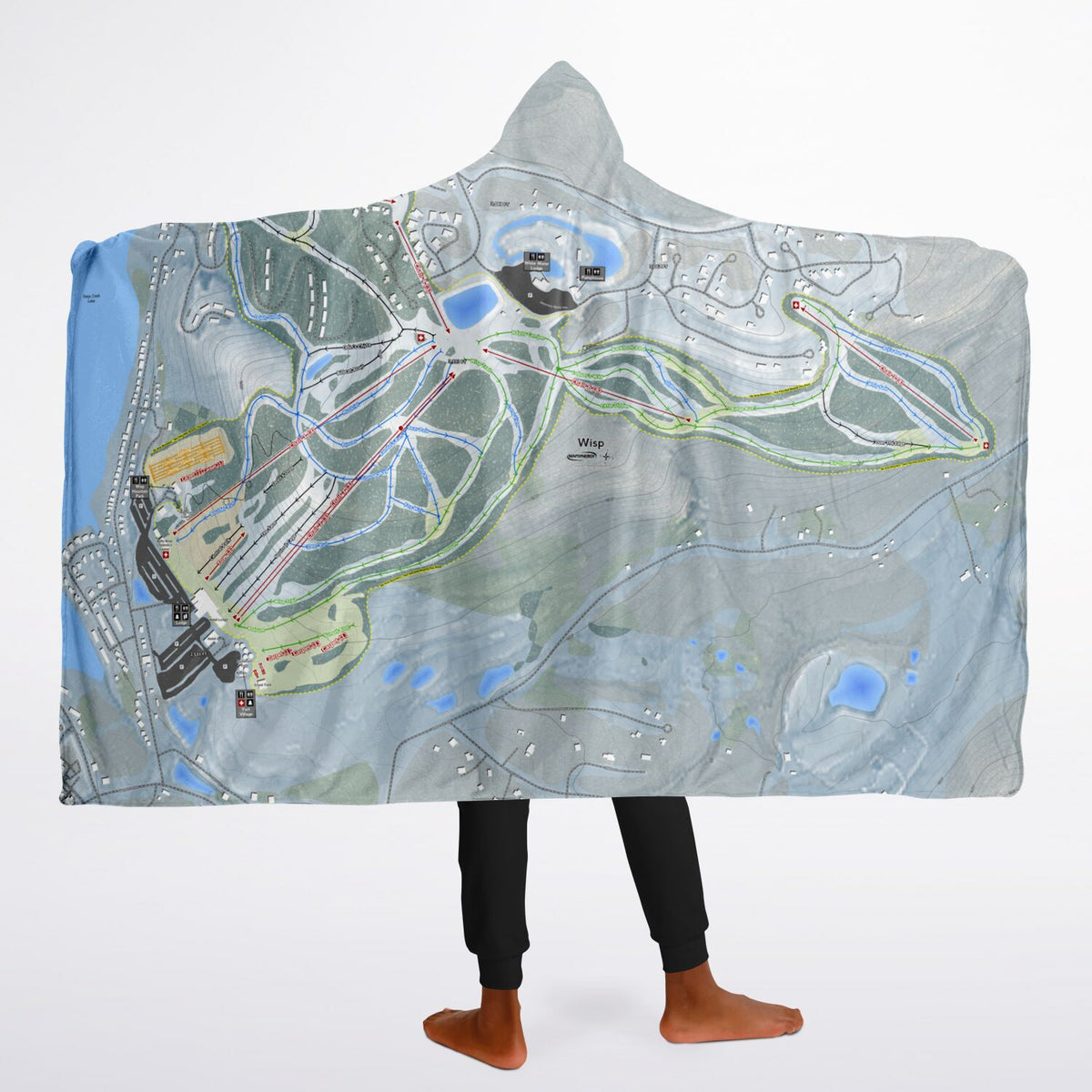 Wisp, Maryland Ski Trail Map - Youth Hooded Blanket