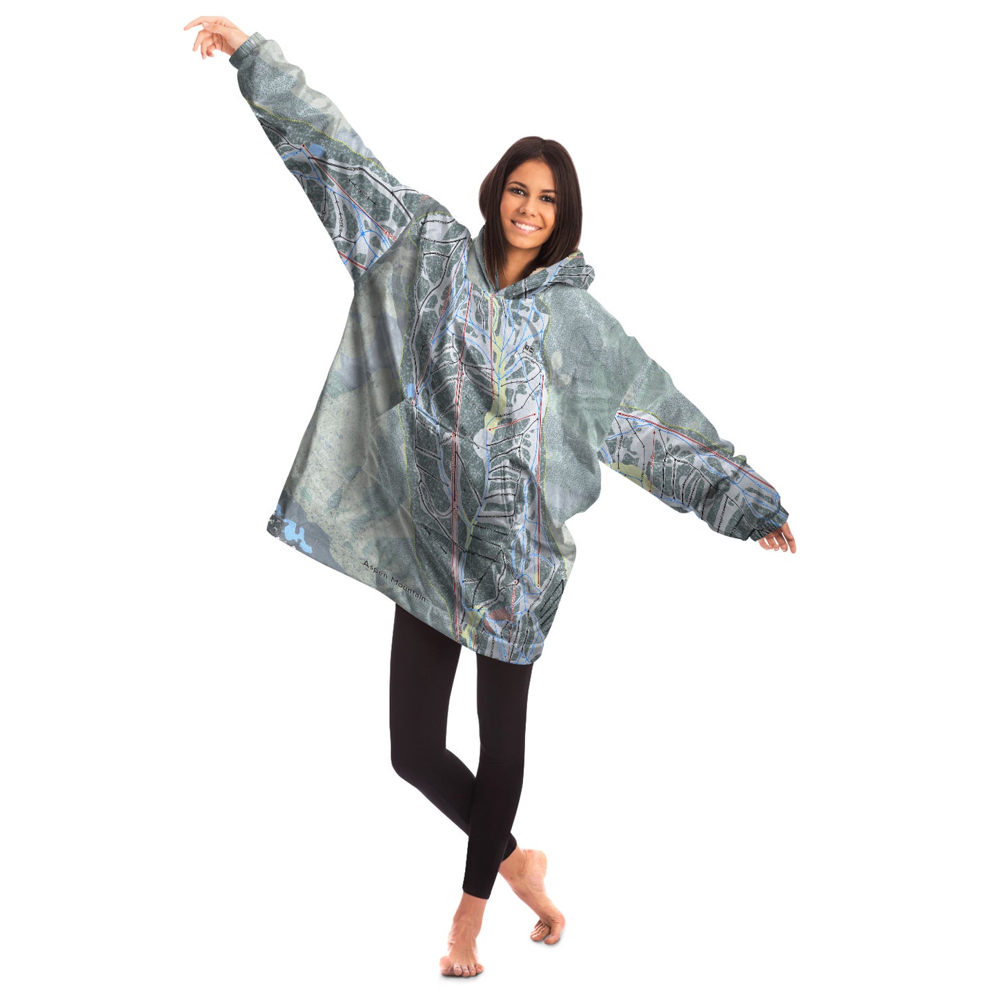 Aspen Mountain, Colorado Ski Trail Map Snug Hoodie - Powderaddicts