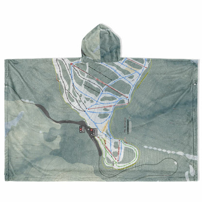Mt Ashland, Oregon Ski Resort Map Flannel Blanket Poncho