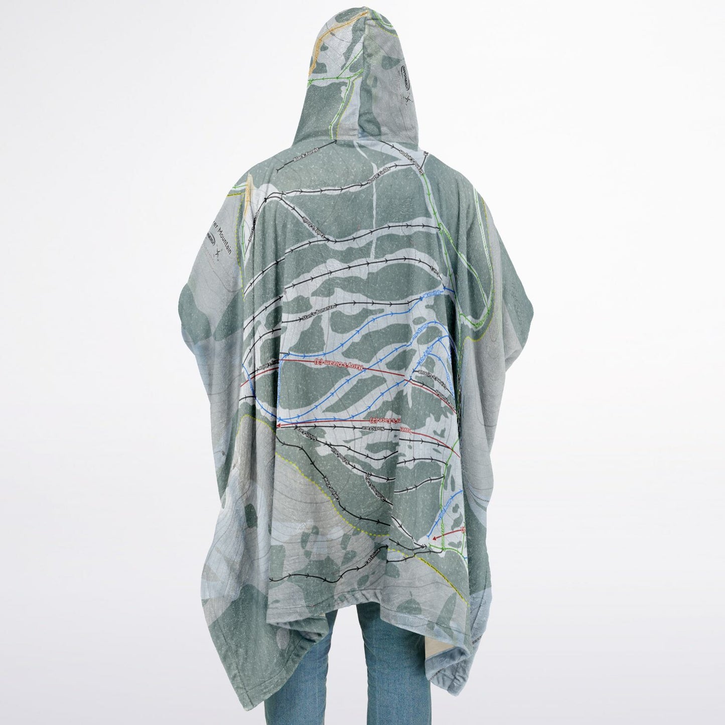 Beaver Mountain, Utah Ski Resort Map Flannel Blanket Poncho