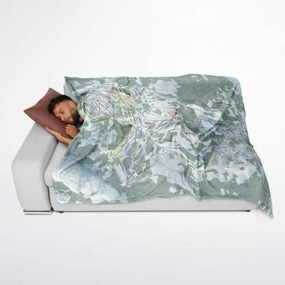 Bear Valley Mountain, California Ski Resort Map Flannel Blanket Poncho