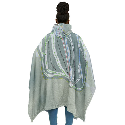 Haute Gaspesie, Quebec Ski Resort Map Flannel Blanket Poncho