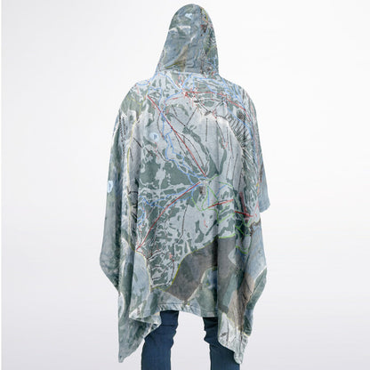 Little Cottonwood Canyon, Utah Ski Resort Map Flannel Blanket Poncho