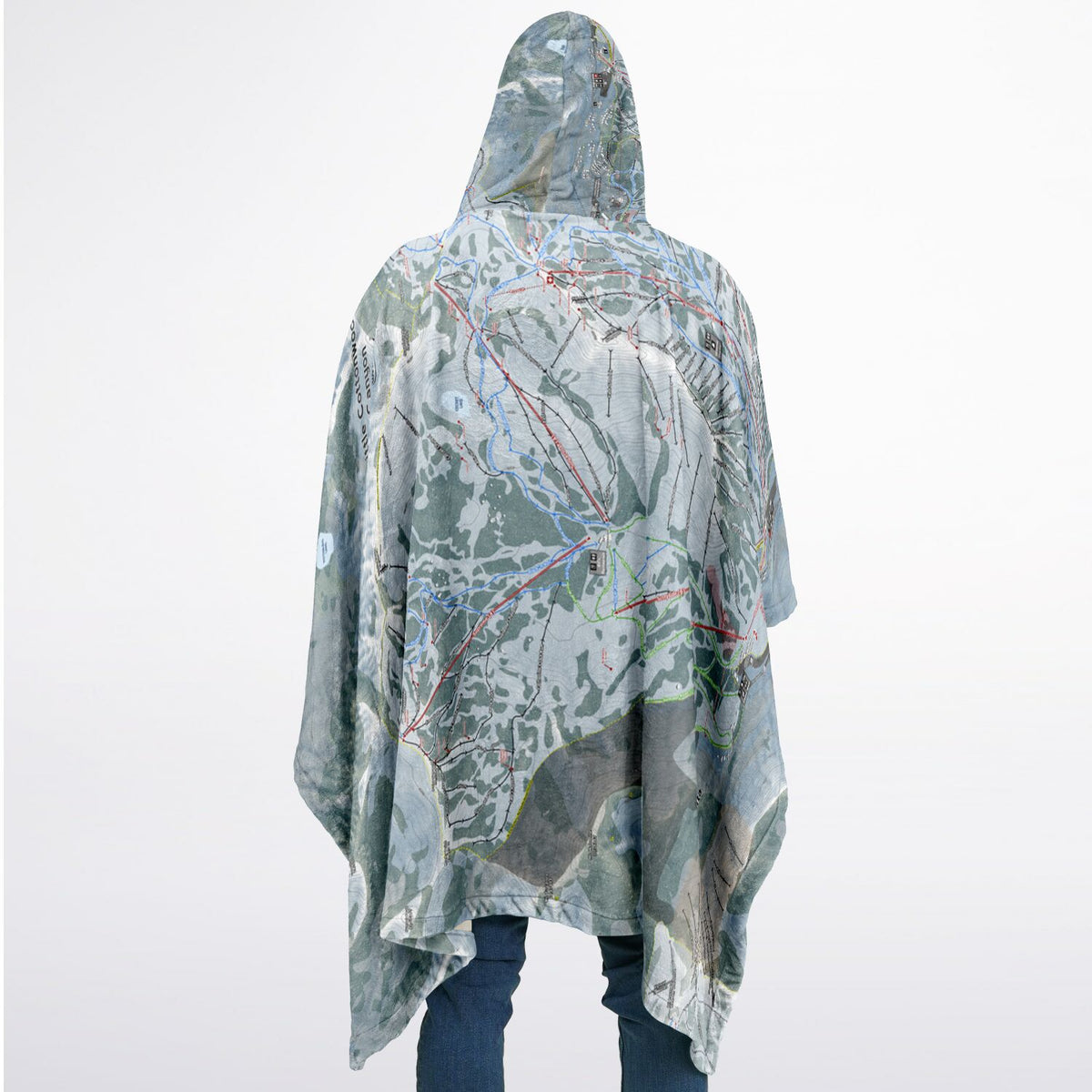 Little Cottonwood Canyon, Utah Ski Resort Map Flannel Blanket Poncho