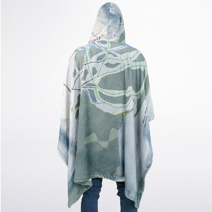 Bear Paw, Montana Ski Resort Map Flannel Blanket Poncho